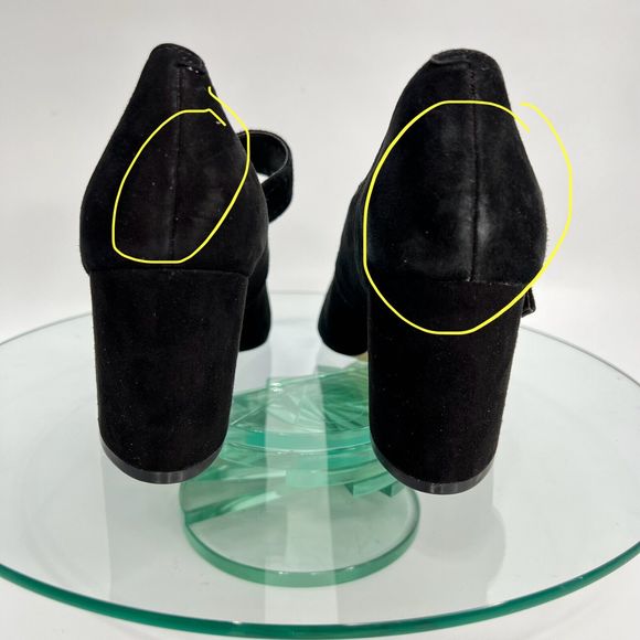 Marc Fisher Carney Heels Size 8 M Black Suede Leather Pointed Toe Strap - Picture 3 of 12